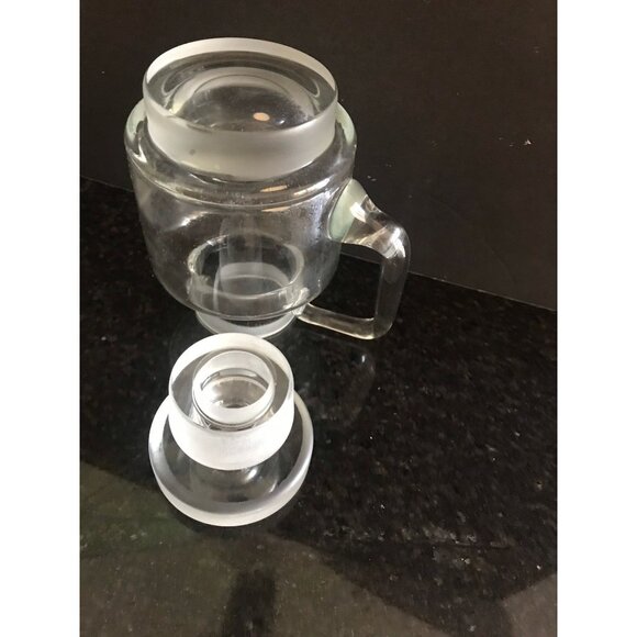 Vtg 1960's Etched Clear Crystal Vinegar Oil Cruet Made in Romania - Picture 5 of 10